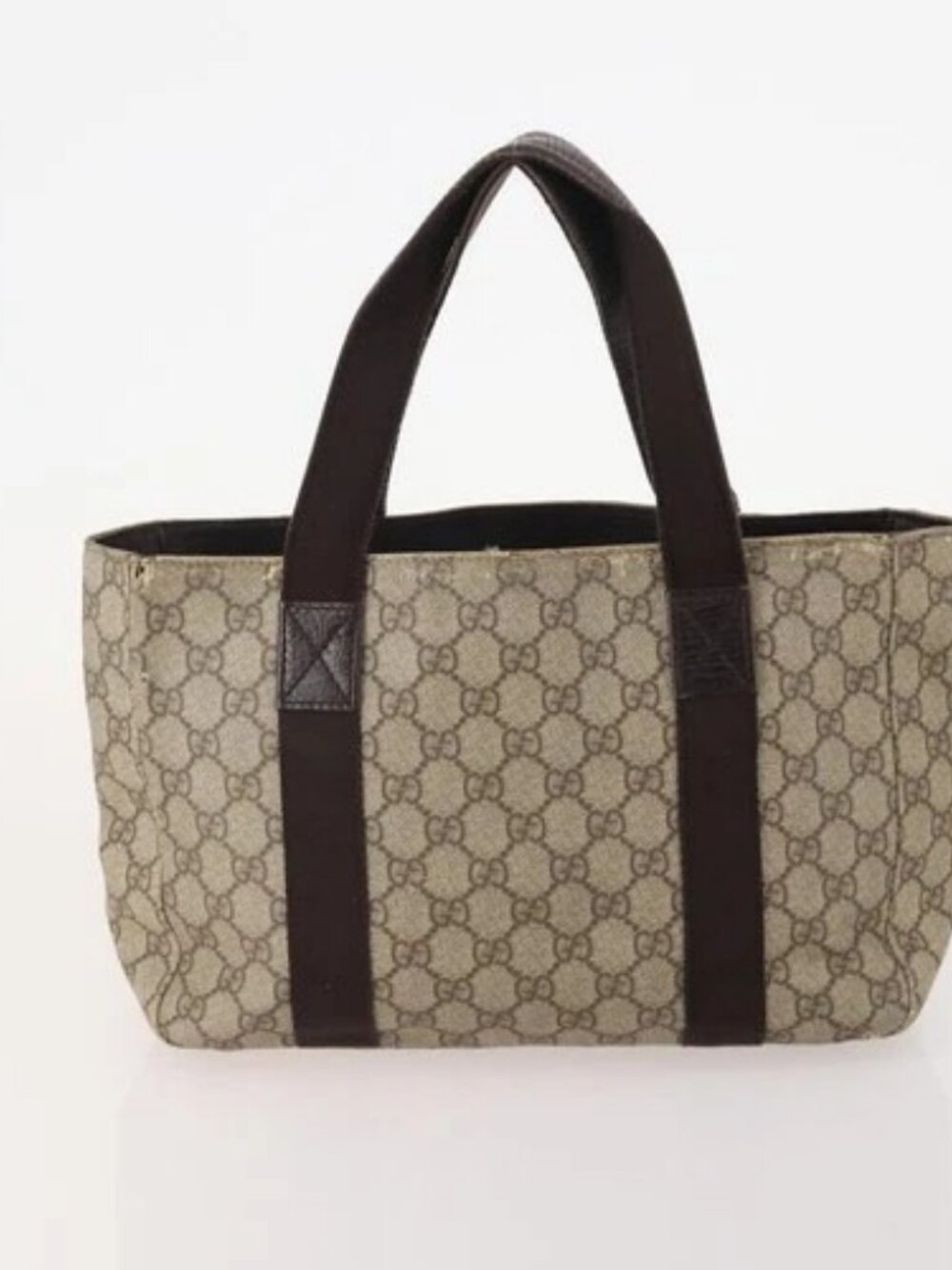 GUCCI GG Supreme Web Sherry Line Tote Bag PVC 4 Set Beige Brown Auth 178835 - Picture 7 of 15